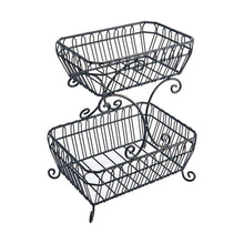 Load image into Gallery viewer, Gourmet Basics by Mikasa French Countryside 2 Tier Black Fruit Storage Basket