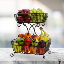 Load image into Gallery viewer, Gourmet Basics by Mikasa French Countryside 2 Tier Black Fruit Storage Basket